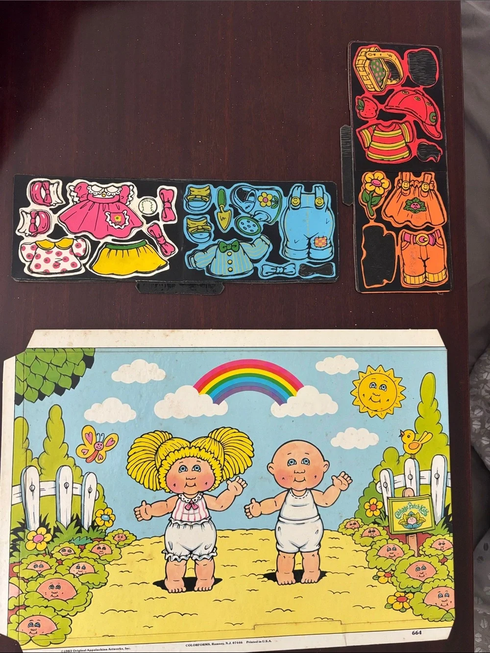 Vintage 1983 Cabbage Patch Kids Colorforms Outfit Set - Pink/Blue/Yellow